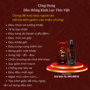 Alternative view of DẦU THÔNG KINH LẠC TÂM VIỆT – DUNG TÍCH 200ML
