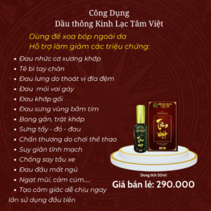 Alternative view of DẦU THÔNG KINH LẠC TÂM VIỆT – DUNG TÍCH 50ml